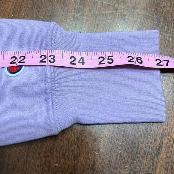 Champion Lavender Purple Teal Logo Script Hoodie Sz Medium - Picture 12 of 12